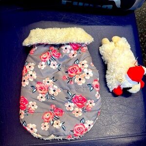 Floral Dog Jacket with Plush Toy